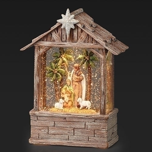 HOLY FAMILY Lit & Motorized SWIRL STABLE - Fontanini Gift Collection